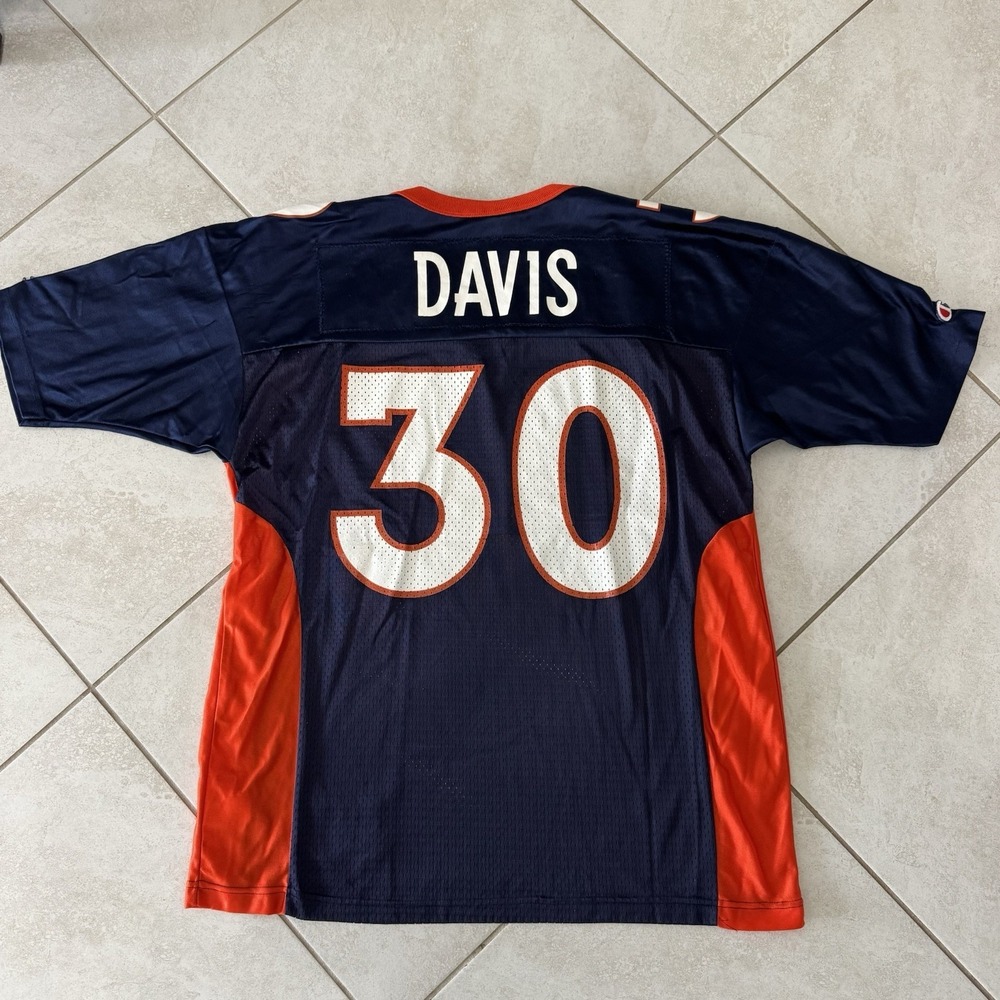 Vintage Terrell Davis Jersey Mens 44 Large Champion Blue Denver Broncos NFL 90s - Picture 4 of 8